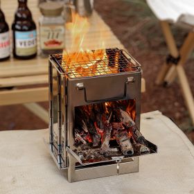 Wood Burning Camp Stove Stainless Steel Folding Camp Stove (Size: 210*200*270mm)