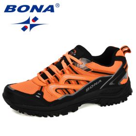 BONA New Popular Men's Shoes for Hiking Outdoors Trekking Tourism Camping Sports Hunting (Color: Charcoal greyForange, Size: 8.5)