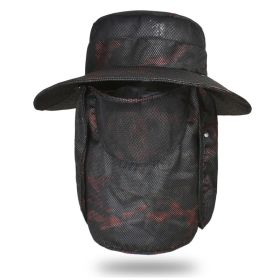 Camo Pattern Waterproof Sun Protection Boonie Hat For Outdoor Safari Hunting Hiking (Color: Red)