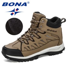 BONA Nubuck Mountain Climbing Shoes Men Quality Outdoor Hiking Hunting Boots (Color: Medium grey black, Size: 8.5)