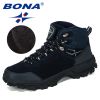 BONA Genuine Leather Men's Hiking Shoes Winter Tactical Hunting Footwear Warm