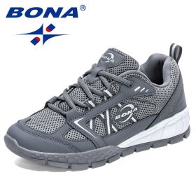 BONA Hiking Shoes Leather Men Sports Trekking Walking Hunting (Color: Dark grey S gray, Size: 9.5)