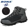 BONA Genuine Leather Men's Hiking Shoes Winter Tactical Hunting Footwear Warm