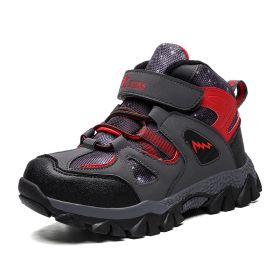 Winter Kid's Boots Warm Outdoor Boy's Camping Hiking Hunting (Color: Red Hiking Shoes, Size: 1)