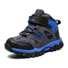 Winter Kid's Boots Warm Outdoor Boy's Camping Hiking Hunting (Color: Blue Hiking Shoes, Size: 8)