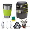 Hiking Picnic Tourist Tableware Set With Folding Spoon Mini Gas Stove