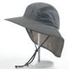 Wide Brim Hat with Neck Flap, Adjustable Waterproof Quick-drying Outdoor Hiking Fishing Men Women