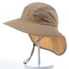 Wide Brim Hat with Neck Flap, Adjustable Waterproof Quick-drying Outdoor Hiking Fishing Men Women