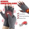 1 pair Arthritis Fingerless Compression Gloves; Outdoor Half Finger Knuckle Pressure Gloves (Buy A Size Up)